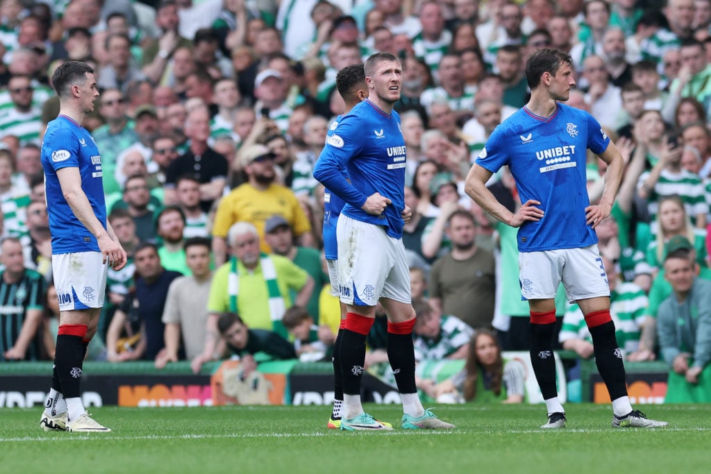 John Lundstram of Rangers looks on before being shown a red card during the Cinch Scottish Premiership match between Celtic FC and Rangers FC at Ce...
