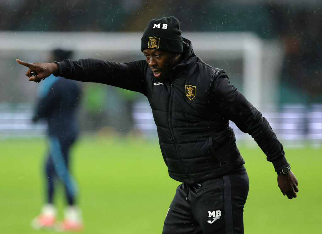 Marvin Bartley, Assistant Manager of Livingston, reacts prior to the Cinch Scottish Premiership match between Celtic FC and Livingston FC