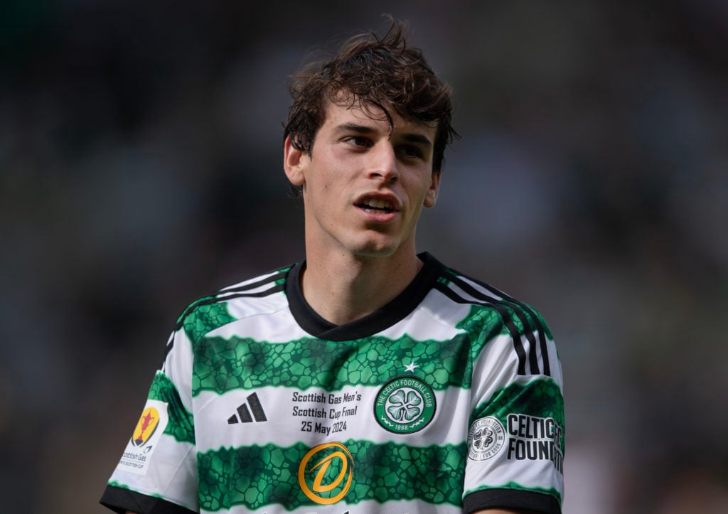 Paulo Bernardo of Glasgow Celtic FC after the Scottish Gas Mens Scottish Cup Final between Celtic and Rangers at Hampden Park on May 25, 2024 in Gl...