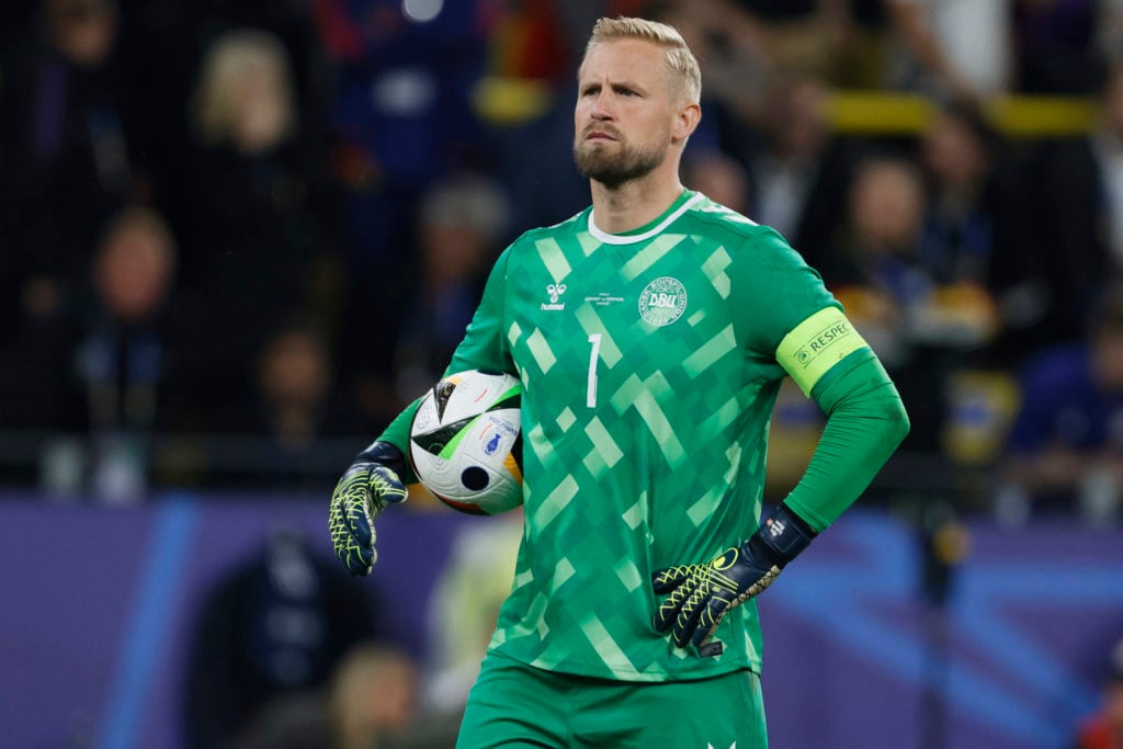 Kasper Schmeichel, Goalkeeper of Denmark in action during the UEFA EURO 2024 round of 16 match between Germany and Denmark at Football Stadium Dort...