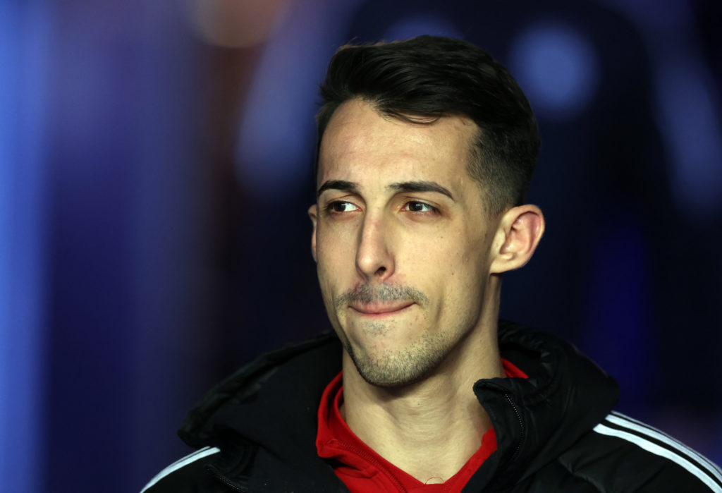 Bojan Miovski watches on from the bench during Rangers vs Aberdeen