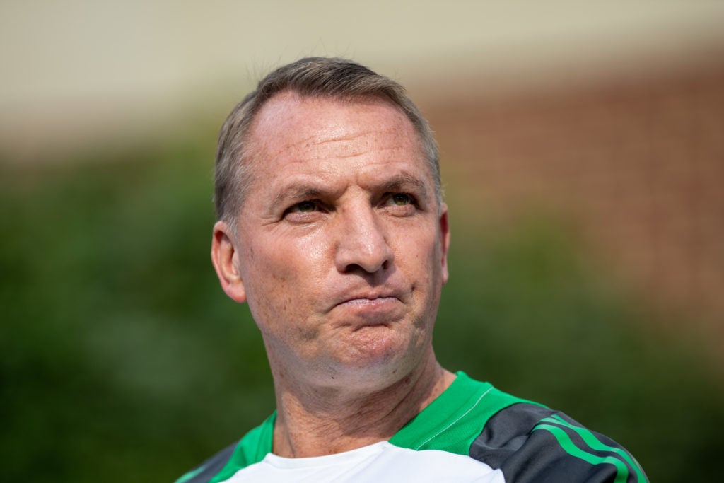 Brendan Rodgers of Celtic walks out of the tunnel before a match between Manchester City and Celtic at Kenan Stadium on July 23, 2024 in Chapel Hil...