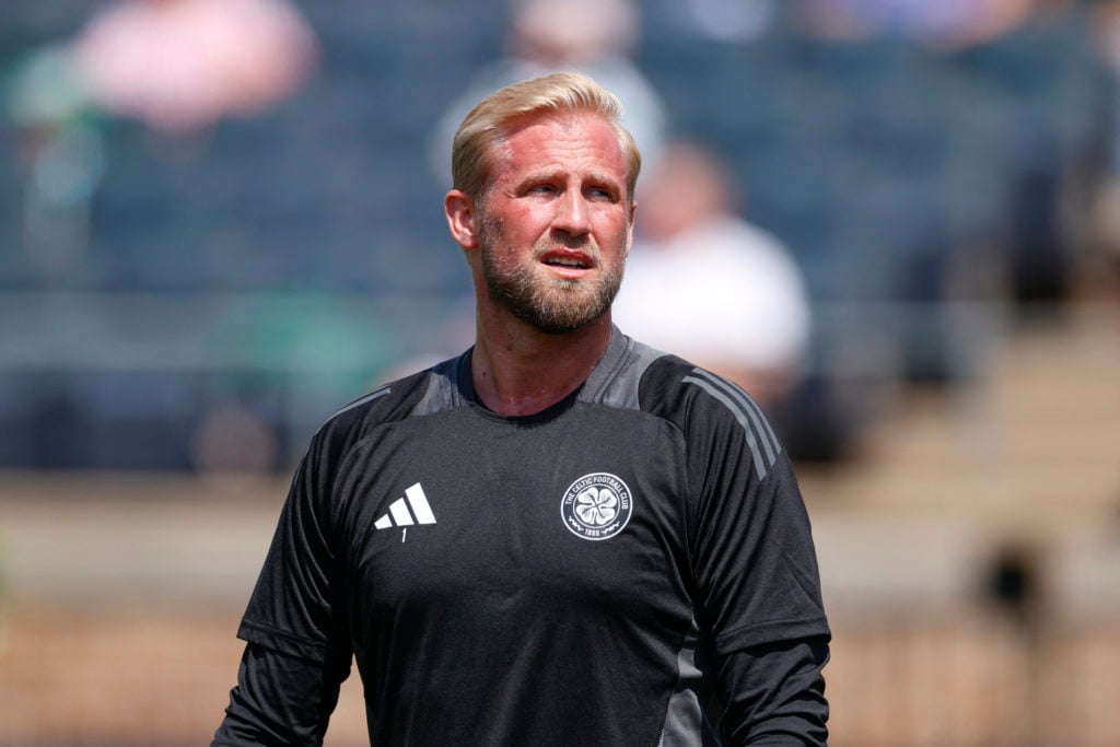 Celtic's goalkeeper #01 Kasper Schmeichel looks on before the pre-season friendly football match between Chelsea FC and Celtic FC at the Notre Dame...