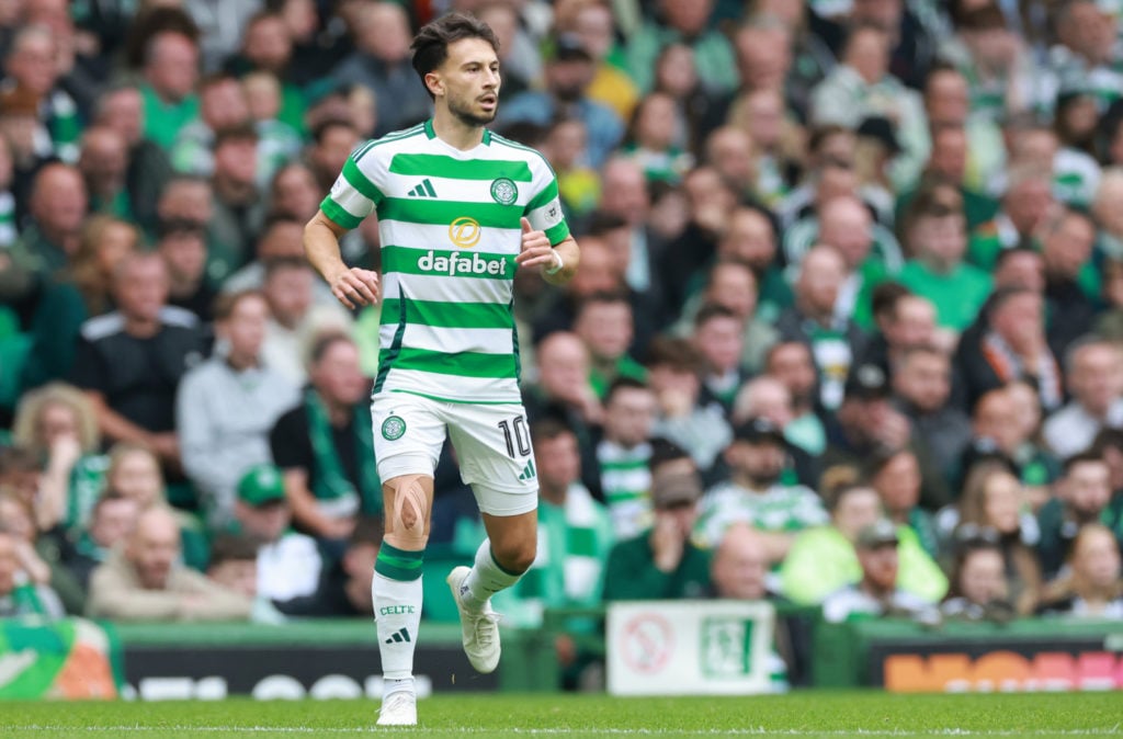 Nicolas Kuhn of Celtic during the cinch Premiership match between Celtic FC and Kilmarnock FC at Celtic Park on August 4, 2024 in Glasgow, United K...