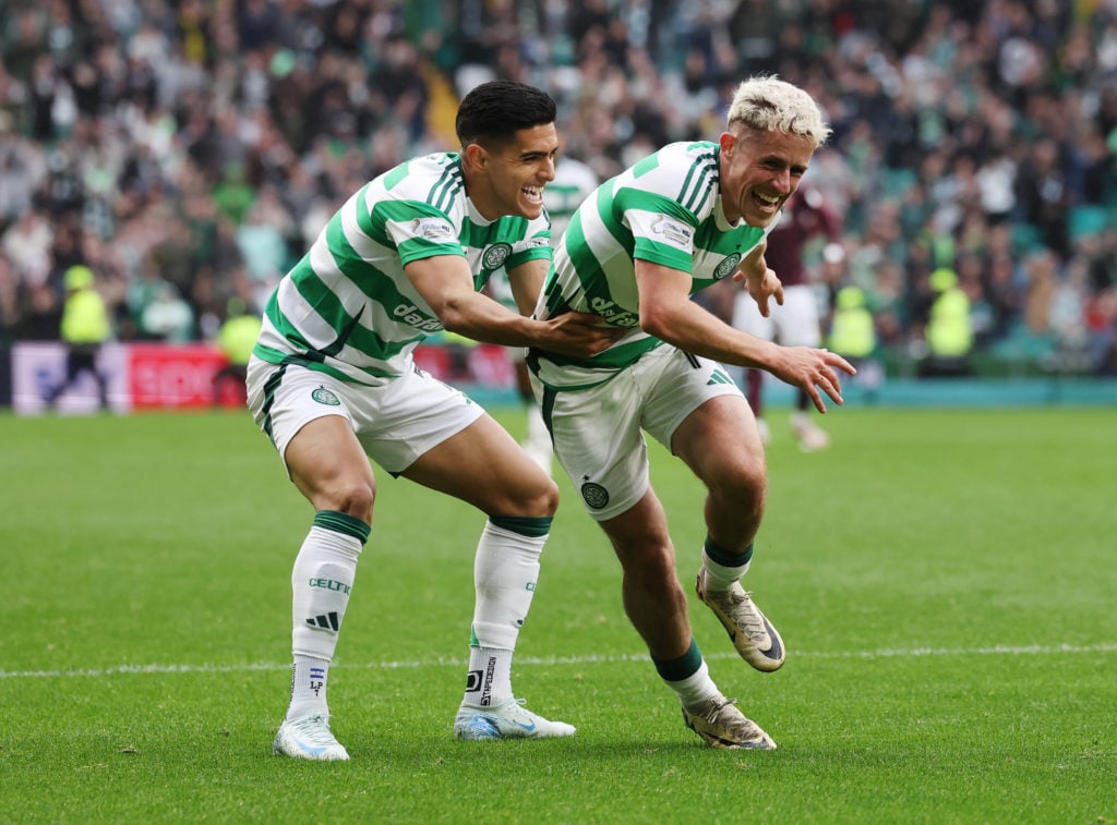 Celtic's Luke McCowan celebrates after scoring his side's second goal of the SPL | Premier League match between Celtic FC and Heart of Midloth...