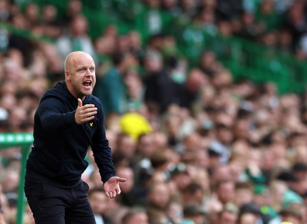 Heart of Midlothian manager Steven Naismith reacts during the SPL | Premier League match between Celtic FC and Heart of Midlothian FC at Celtic Par...