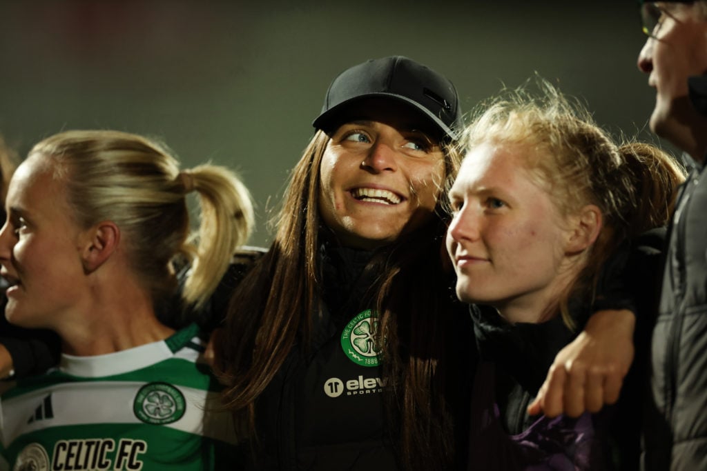 Elena Sadiku, Manager of Celtic reacts after the UEFA Women's Champions League 2024/25 Second Round Second Leg match between Celtic and Vorskla Pol...