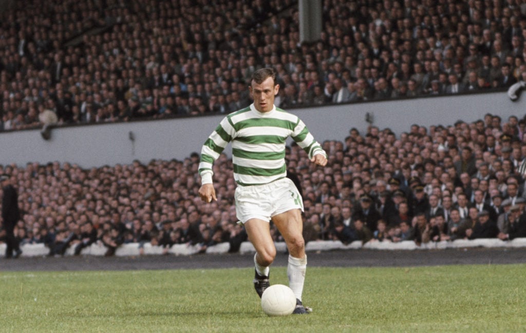 Glasgow Celtic winger Bobby Lennox in action during a friendly match against Tottenham Hotspur at Hampden Park on August 5, 1967 in Glasgow, Scotland.