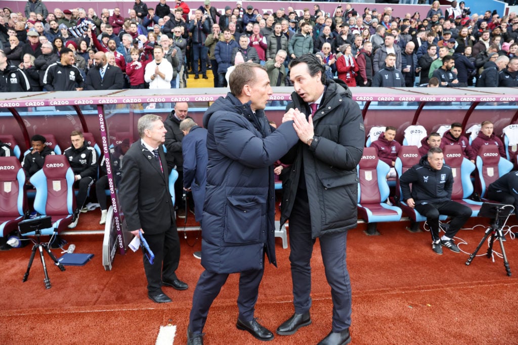 Leicester City Manager Brendan Rodgers and Aston Villa Manager Unai Emery ahead of the Premier League match between Aston Villa and Leicester City ...