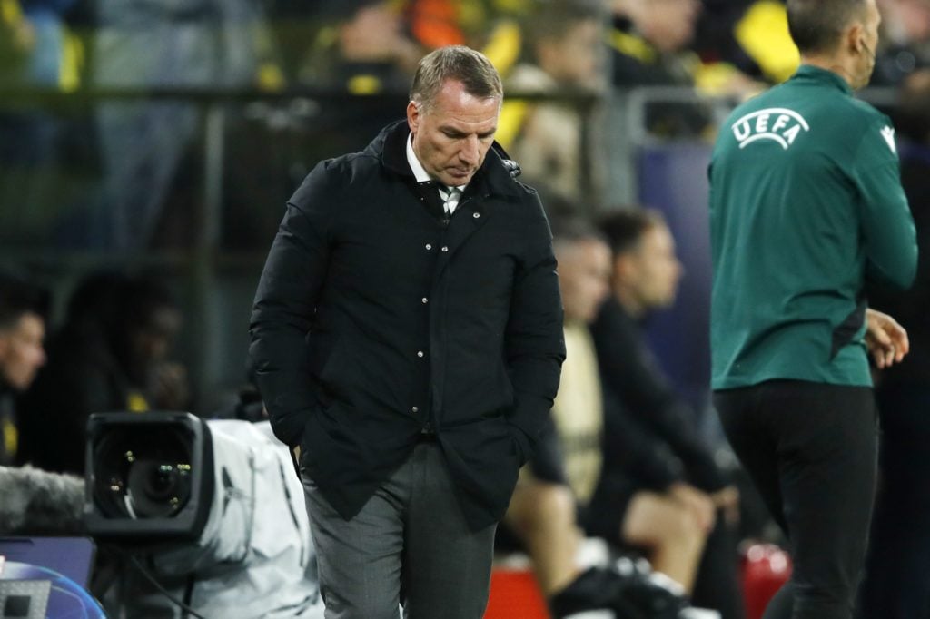 DORTMUND - Celtic coach Brendan Rodgers balks during the UEFA Champions League match between Borussia Dortmund and Celtic FC at Signal Iduna Park o...