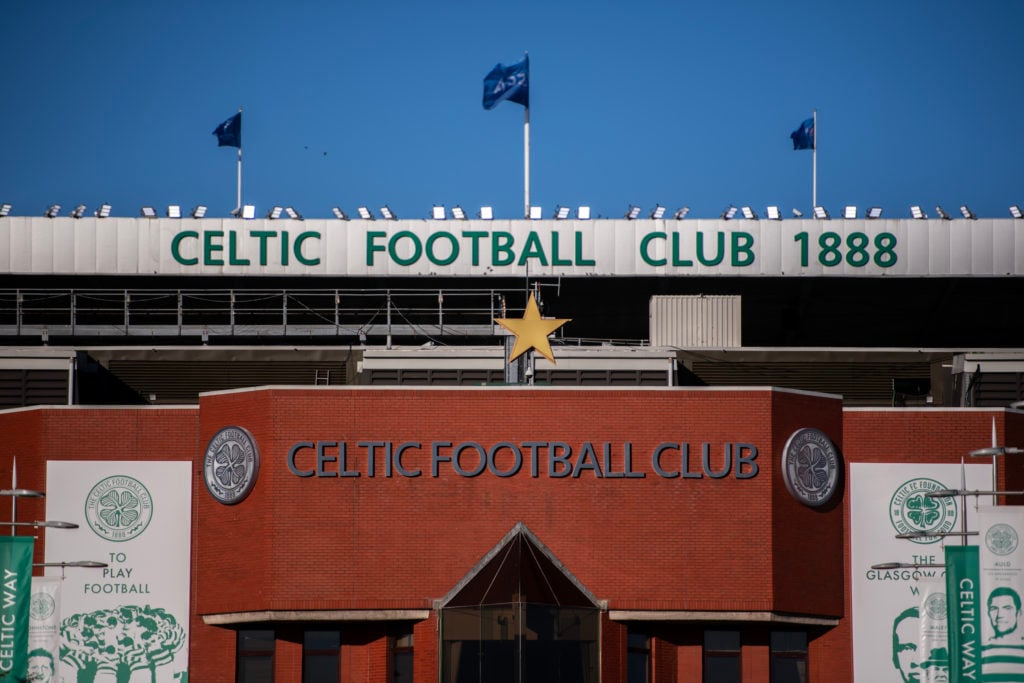 A general view of Celtic Park stadium prior to the UEFA Champions League 2024/25 League Phase MD1 match between Celtic FC and SK Slovan Bratislava ...