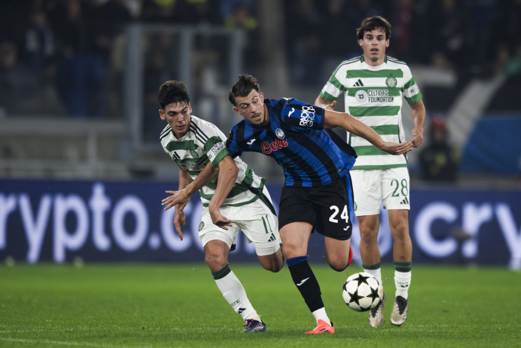 Lazar Samardzic (C) of Atalanta BC competes for the ball