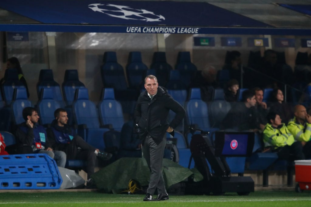 Celtic coach Brendan Rodgers during the 2024/25 UEFA Champions League MD3 match between Atalanta and Celtic at the Stadio di Berga.