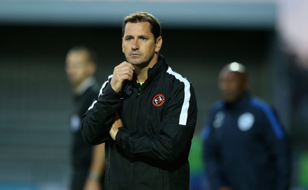 Jackie McNamara, the Dundee United manager looks on during the pre season friendly match between Queens Park Rangers and Dundee United at The Hive ...