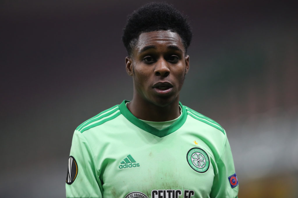 Jeremie Frimpong in action for Celtic in the Europa League against AC Milan, December 03, 2020.