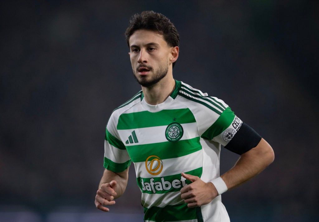 Nicolas Kuehn of Celtic in action during the UEFA Champions League 2024/25 League Phase MD4 match between Celtic FC and RB Leipzig at Celtic Park o...