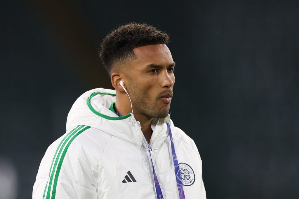 Auston Trusty of Celtic FC looks on, during a pitch inspection prior to the UEFA Champions League 2024/25 League Phase MD5 match between Celtic FC ...