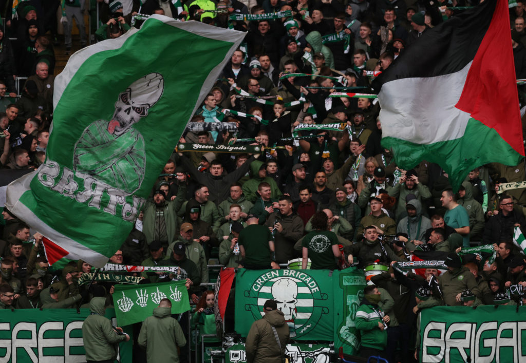 Celtic's Green Brigade section during the game against Livingston