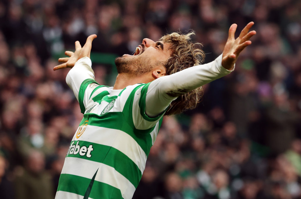 Jota celebrates scoring for Celtic against Dundee United