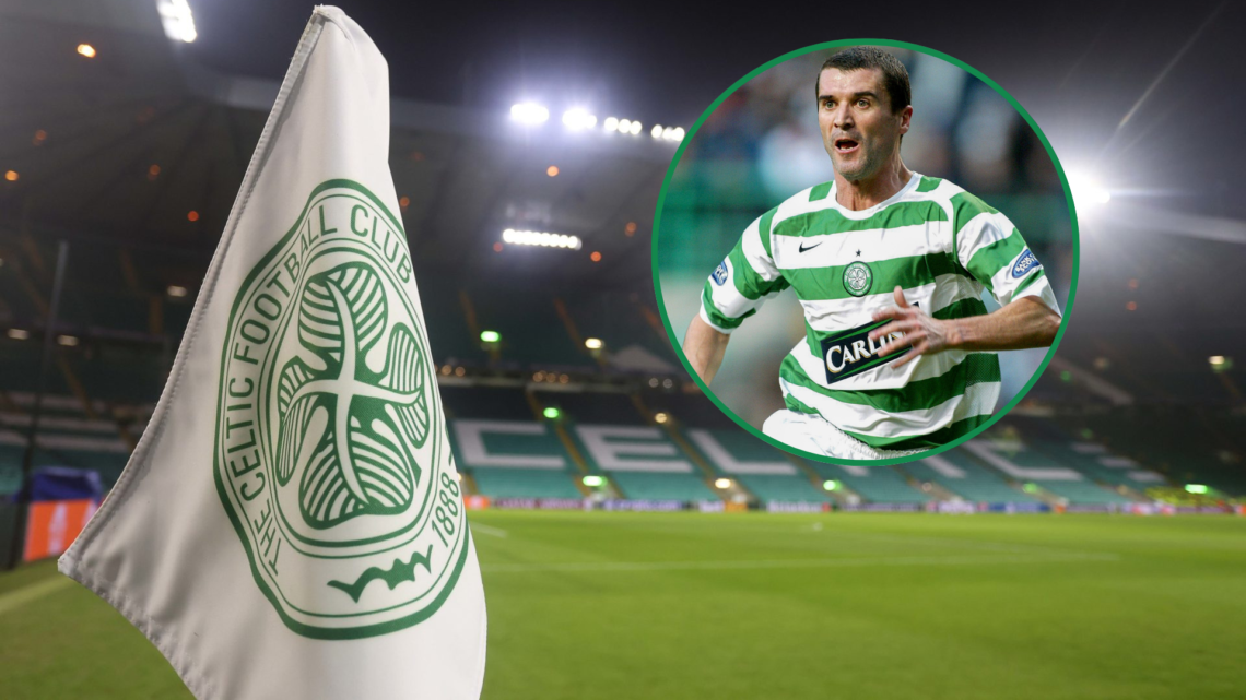 Celtic Park general view before Bayern Munich match. Circular inset of Roy Keane at Celtic