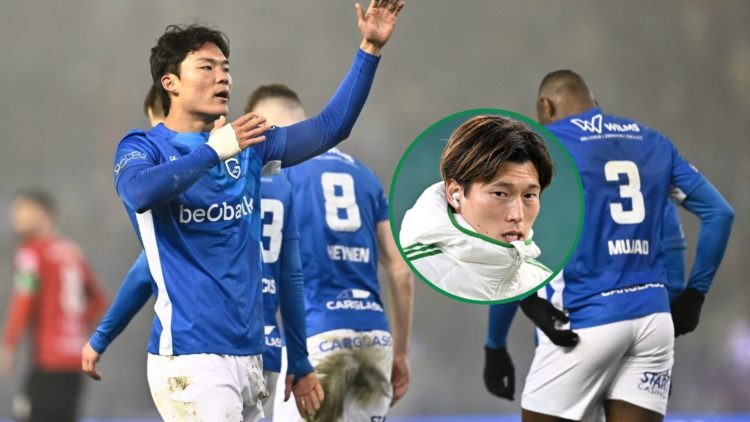 Image of former Celtic striker Hyeongyu Oh with inset of Kyogo Furuhashi