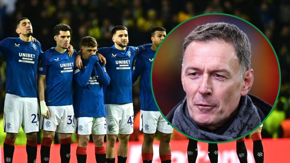 Chris Sutton inset on left with Rangers players in background