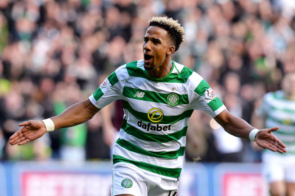 Scott Sinclair celebrates his goal for Celtic against Hearts