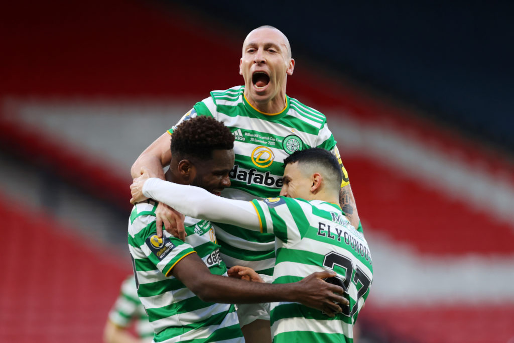 Odsonne Edouard celebrating scoring for Celtic against Hearts.