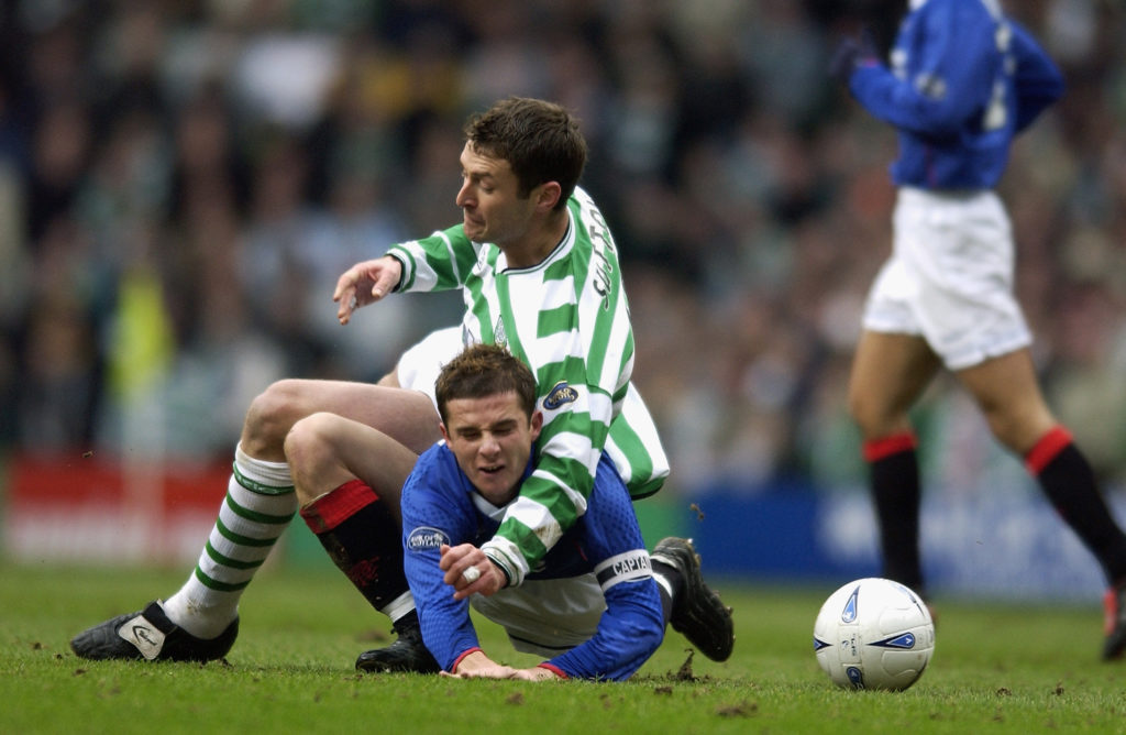 Barry Ferguson of Rangers and Chris Sutton of Celtic