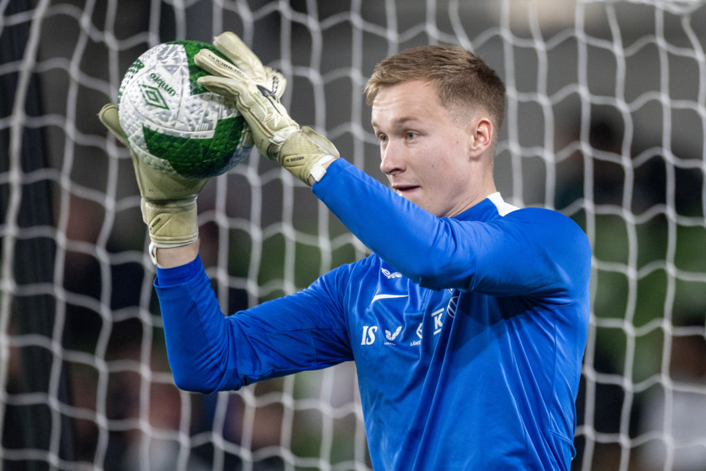 Viljami Sinisalo #23 of Finland during team warm-up before the Republic of Ireland V Finland, UEFA Nations League match at Aviva Stadium