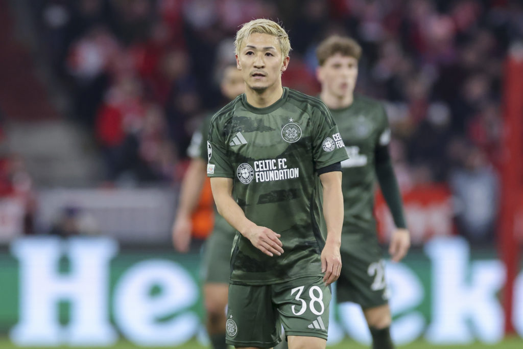 Daizen Maeda looks dejected during Celtic's Champions League game