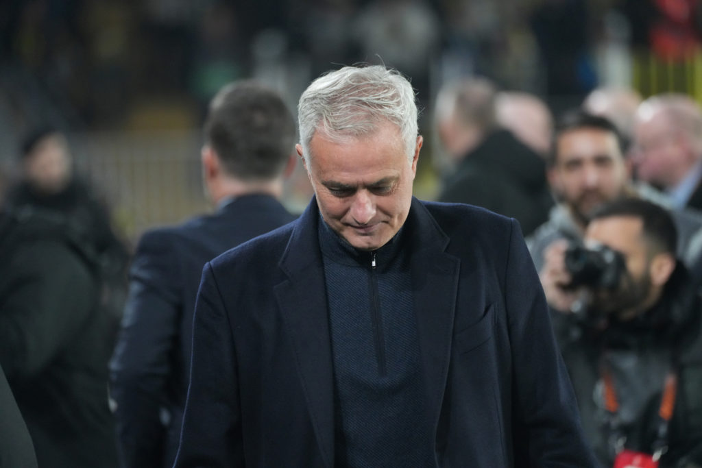 Jose Mourinho on the touchline for Fenerbahce SK v Rangers FC - UEFA Europa League 2024/25 Round of 16 First Leg