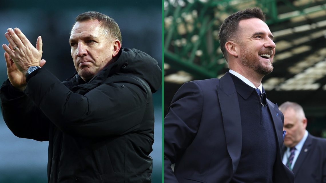 Split image of Brendan Rodgers after a match (left) and Barry Ferguson after a match (right).