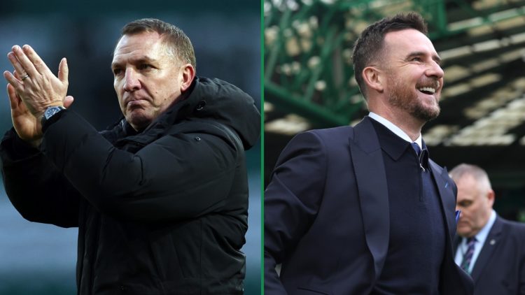 Split image of Brendan Rodgers after a match (left) and Barry Ferguson after a match (right).
