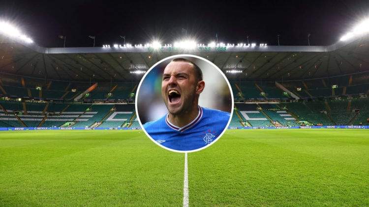 A view of Celtic Park in the background, with an inset featuring Kris Boyd.