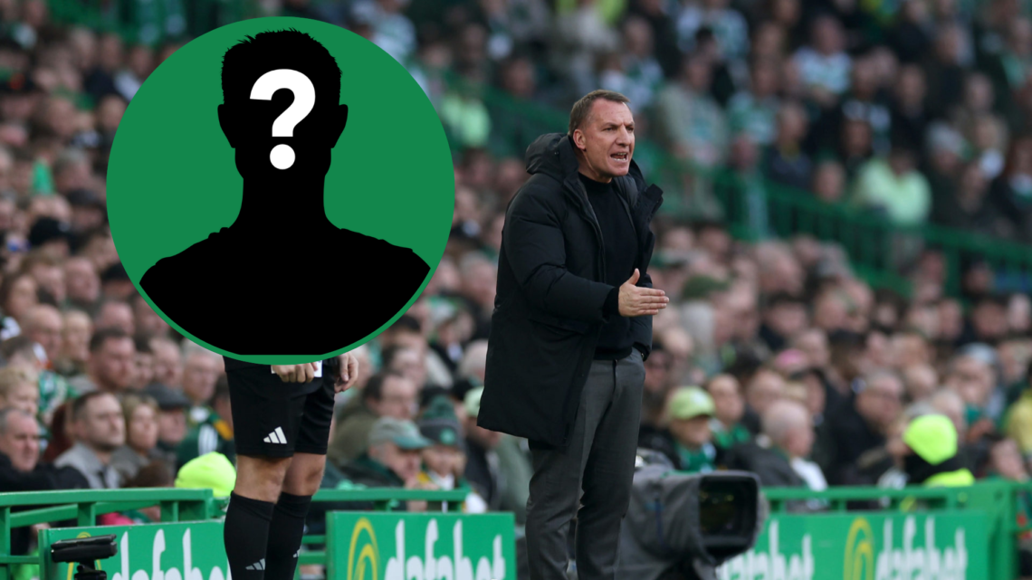 Celtic manager Brendan Rodgers in dugout, mystery player inset