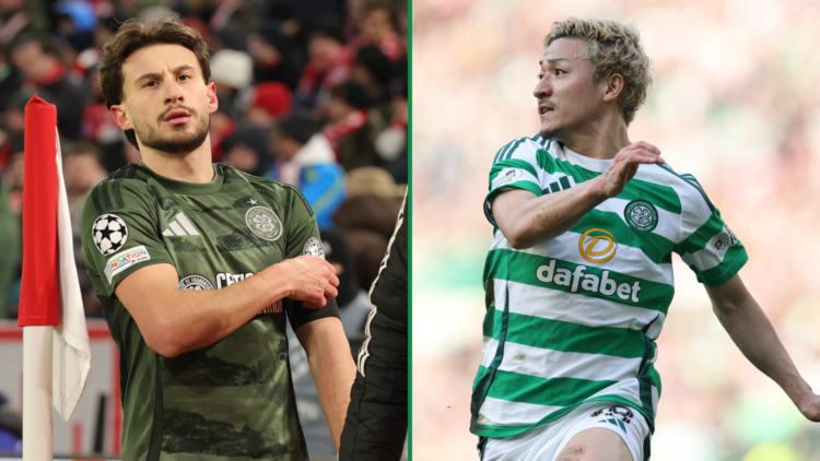 Split image of Celtic stars Nicolas Kuhn (L) and Daizen Maeda (R)
