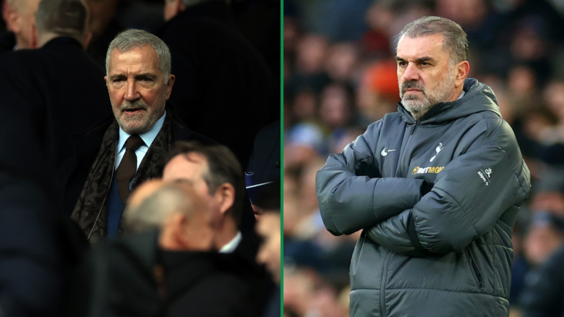 Graeme Souness watches Rangers game at Ibrox, split image of dejected Spurs boss Ange Postecoglou