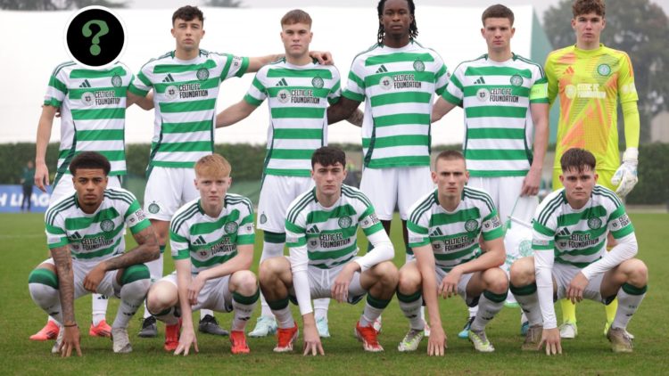 Image of Celtic Youth team with Francis Turley's face blanked out with a question mark.