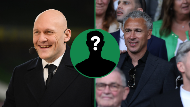 Tommy Gravesen (L) and Celtic hero Henrik Larsson (R), mystery player inset