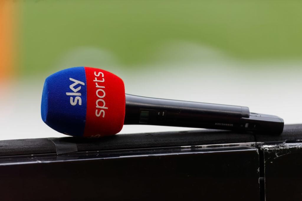 A microphone of Sky Sports during the NFL match between New York Jets and Minnesota Vikings at Tottenham Hotspur Stadium