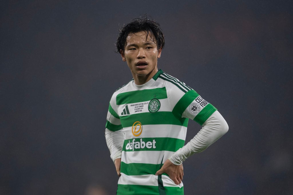 Reo Hatate in action for Celtic against Rangers in the Scottish League Cup final