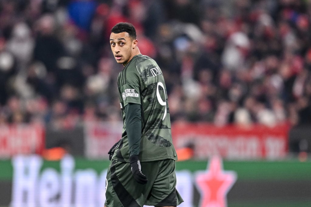 Adam Idah in action for Celtic against Bayern Munich in the Champions League.