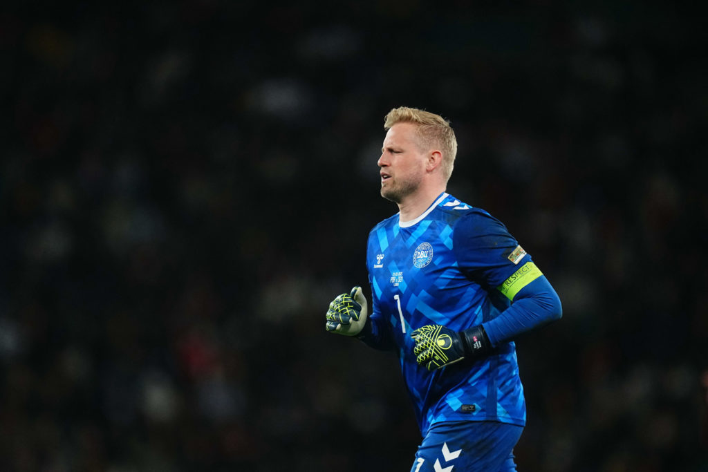 Celtic goalkeeper Kasper Schmeichel in action for Denmark.