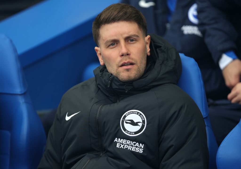 Fabian Hurzeler, Manager of Brighton, looks on during the Emirates FA Cup Quarter Final match between Brighton and Nottingham Forest at Amex Stadium