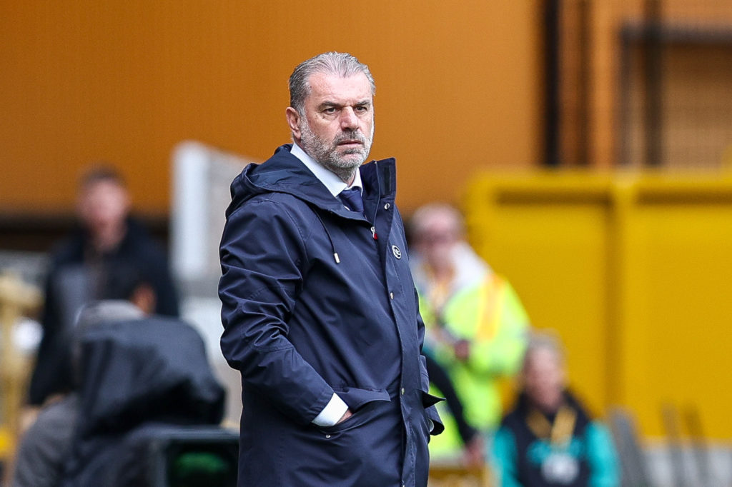 Celtic hero Ange Postecoglou as the manager of Tottenham against Wolves.