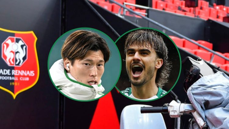 Kyogo and Jota with Rennes stadium background