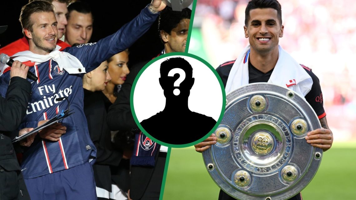 David Beckham, Joao Cancelo and a mystery figure centre inset