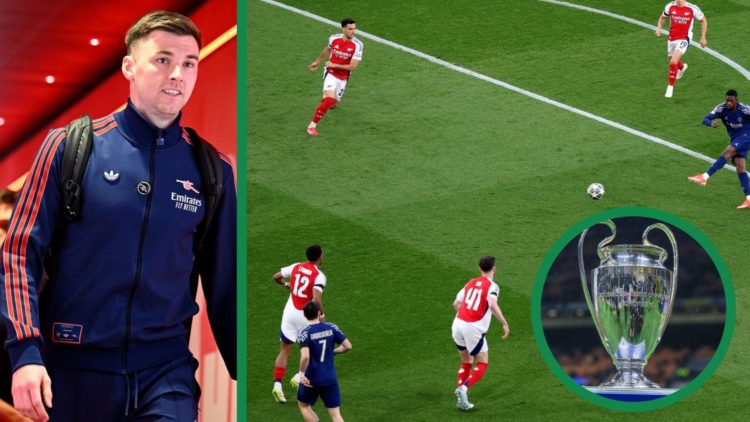 Kieran Tierney walking towards the Arsenal dressing room, including Ousmane Dembele scoring against Arsenal at the Emirates for PSG in the Champion...
