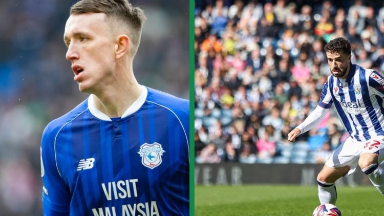 David Turnbull in action for Cardiff City and Mikey Johnston playing for West Bromwich Albion in the English Championship